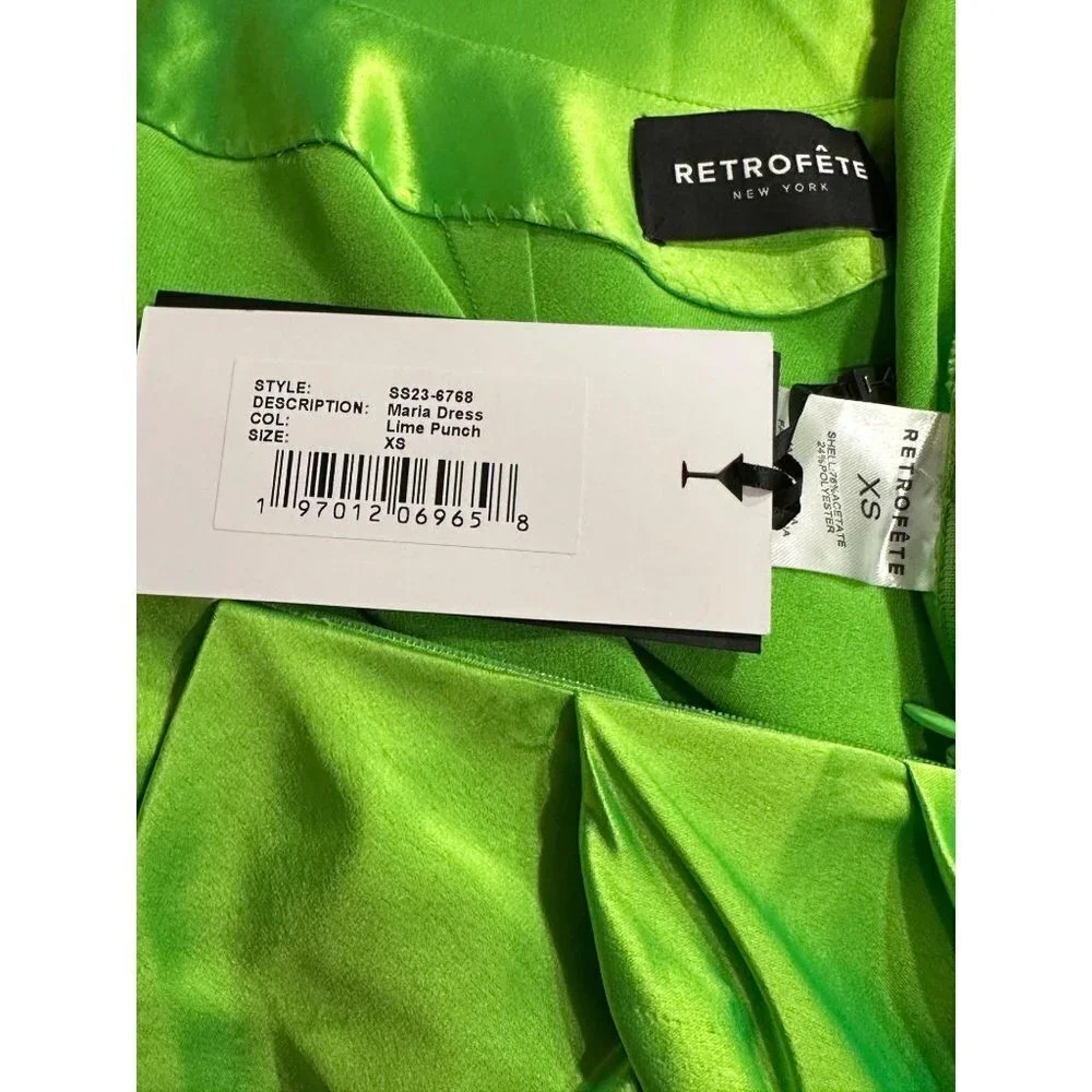 retrofete Maria Satin Dress in Lime Punch Green New Womens Long Maxi Gown - Picture 10 of 16